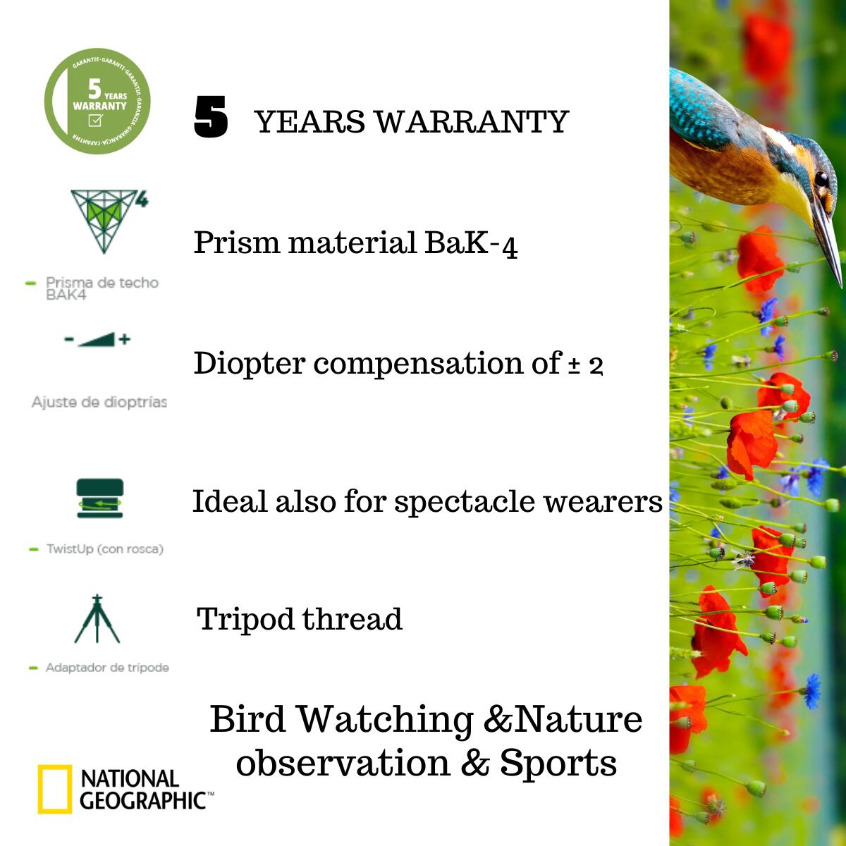 NATIONAL GEOGRAPHIC Verrekijker 10x42 Waterdicht 5/7