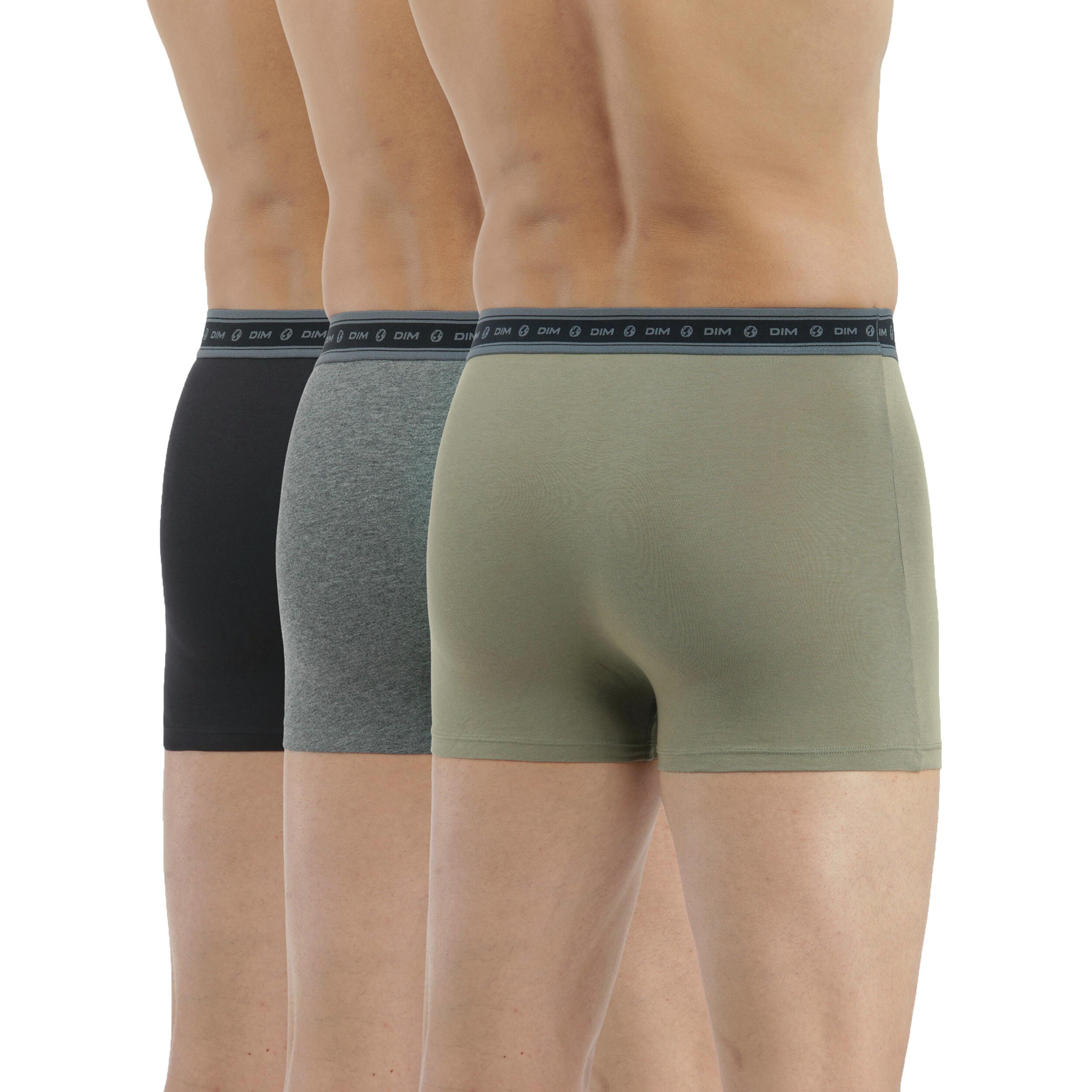 Pack de 3 Bóxers Dim para Hombre - Verde, Gris y Negro 2/4