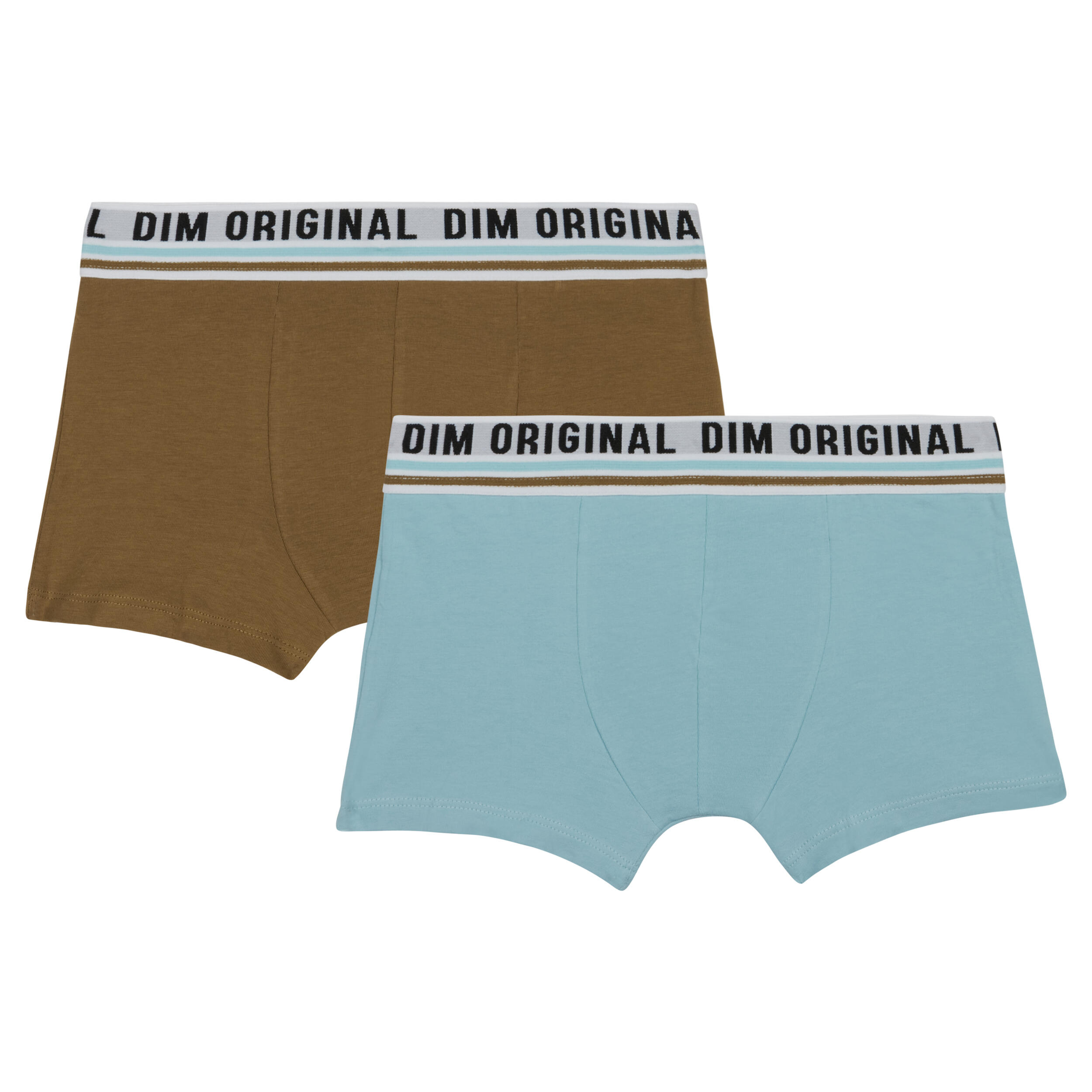 Dim - Lot De 2 Boxers Coton Enfant Originals - Caleçon - Bleu|marron - 14 À 16 Ans - Decathlon