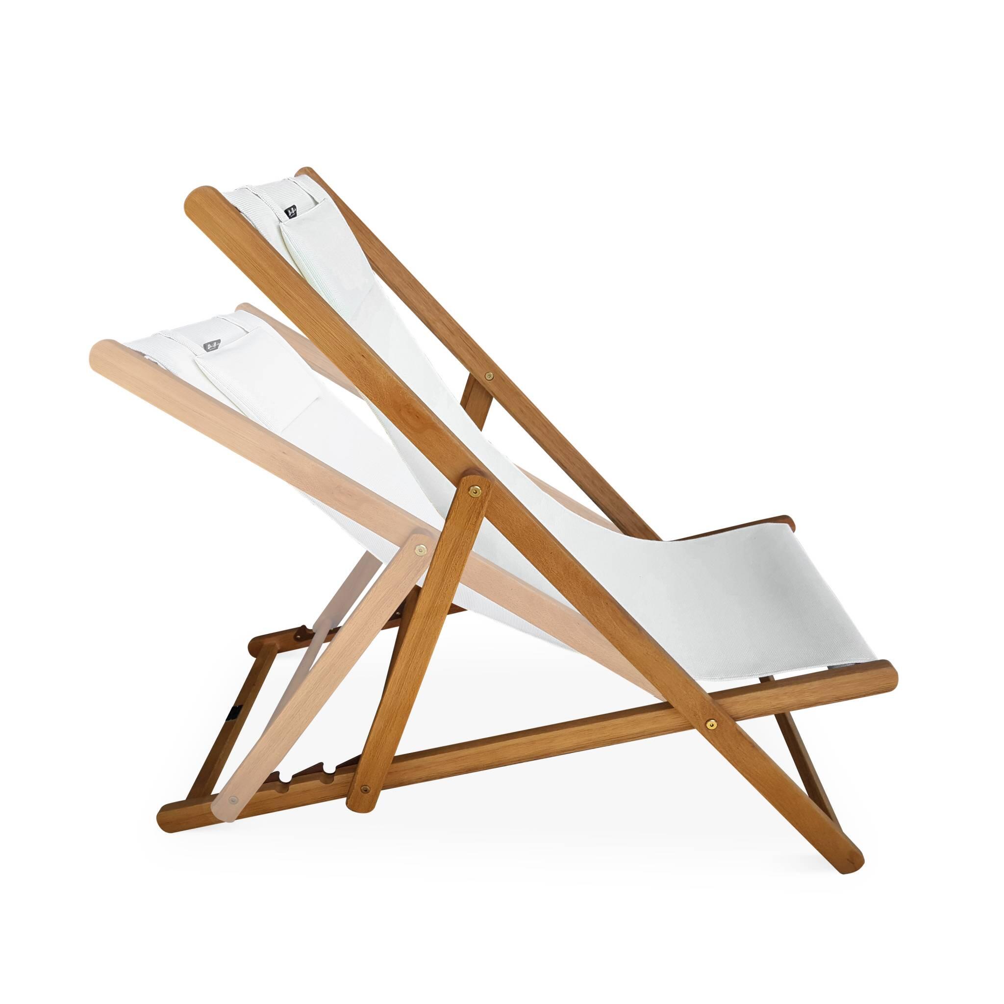 Silla plegable de madera de eucalipto, set de 2, Blanco 2/5