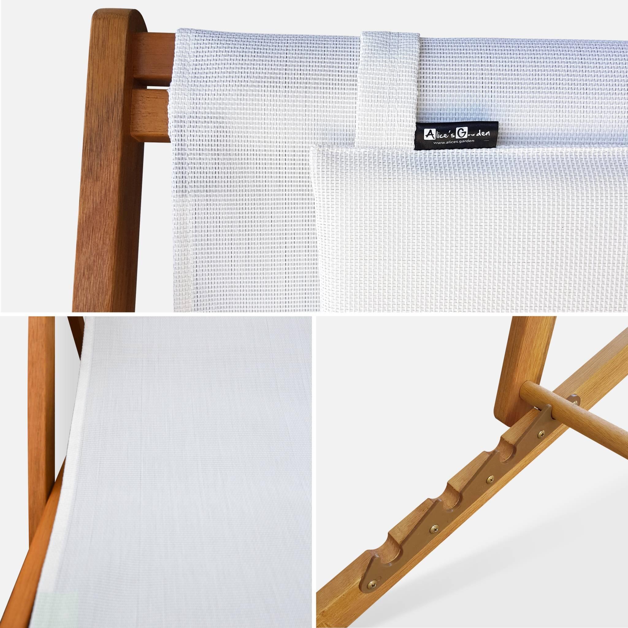 Silla plegable de madera de eucalipto, set de 2, Blanco 3/5