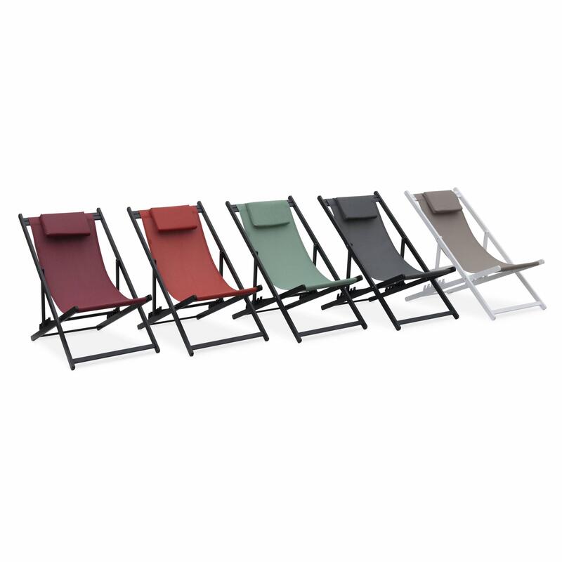 Juego de 2 sillas multiposición - Aluminio textileno y textileno gris con