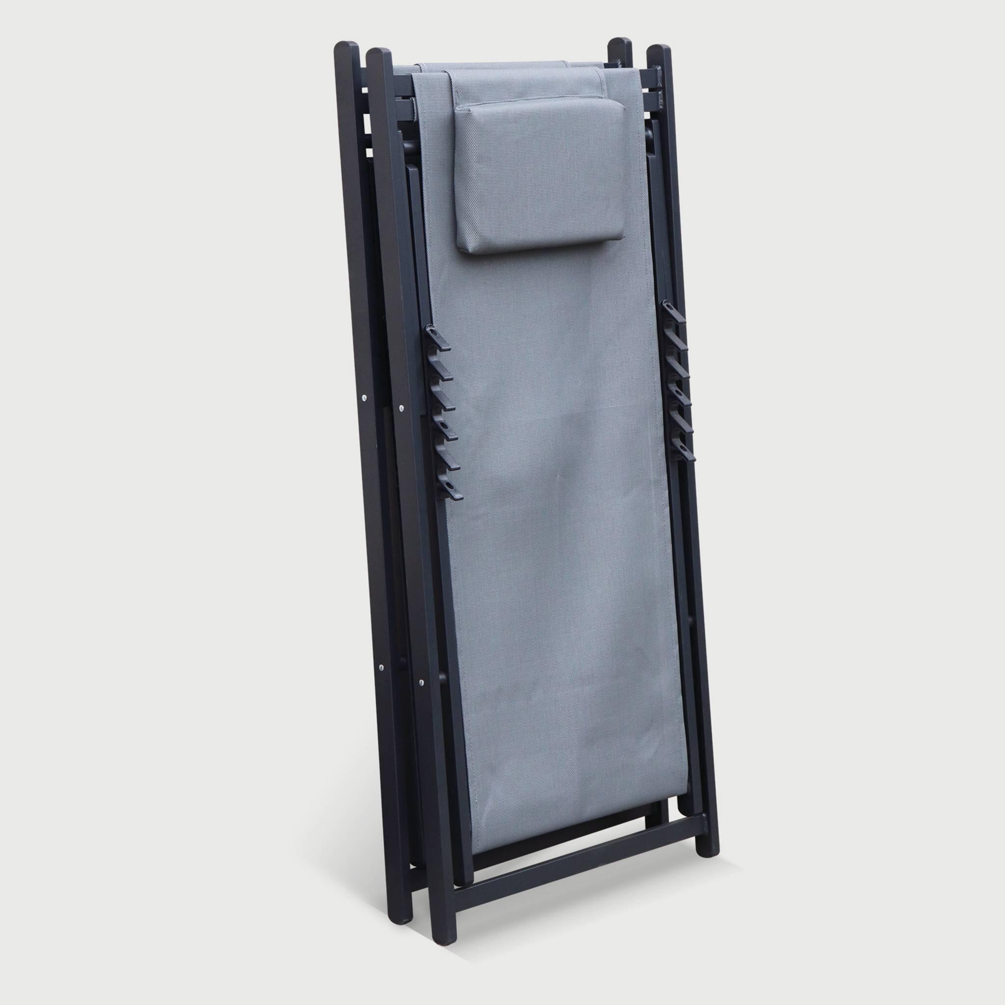 Tumbona de aluminio multi posiciones, set de 2, Gris 4/6