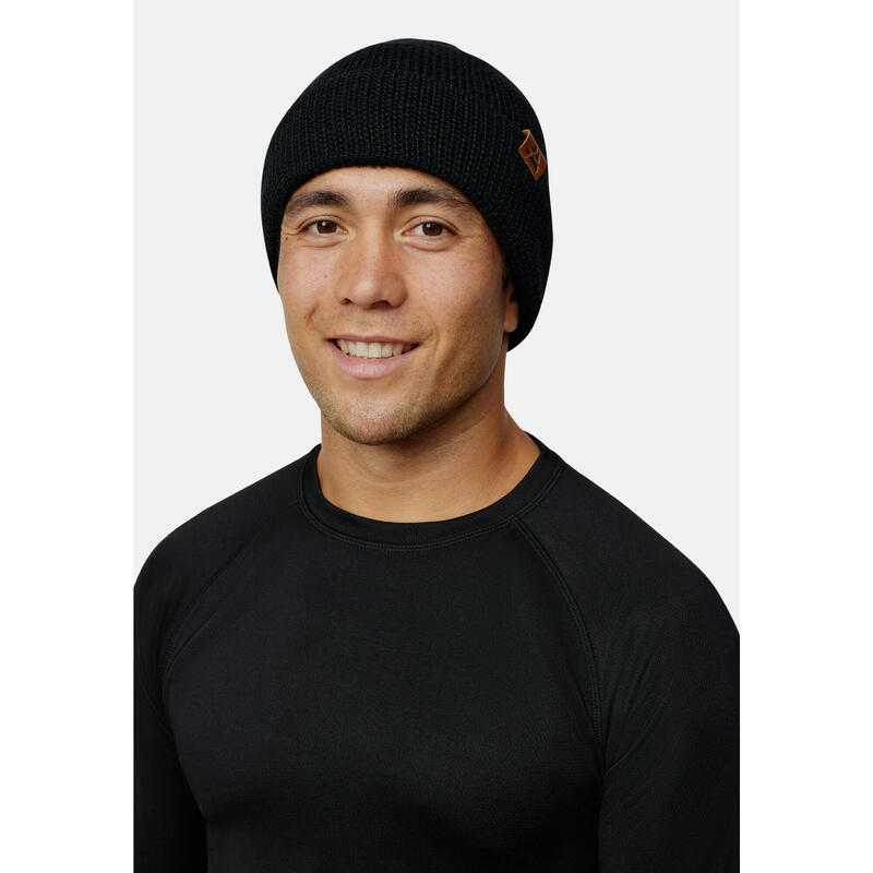 Beanie Polar Fleece Merino Mütze mit warmem Fleece schwarz