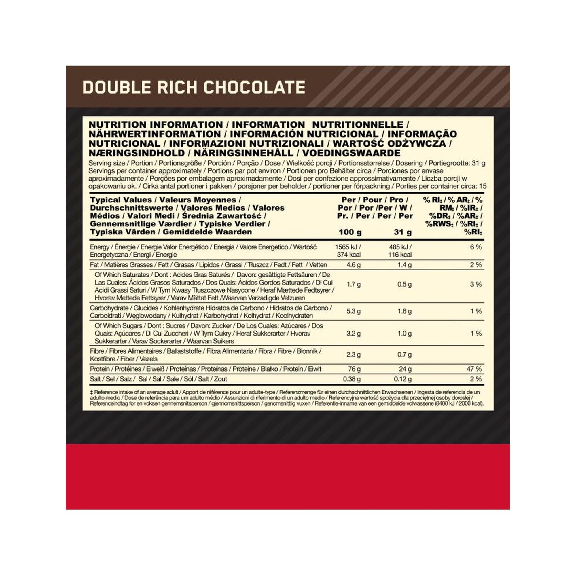 Gold Standard 100% Whey Protein Doppelter Schokoladen-Genuss 15 Portionen(465G)