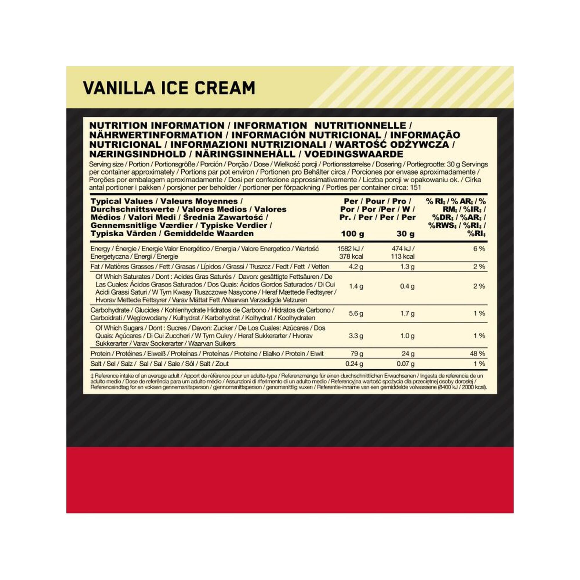 GOLD STANDARD 100% WHEY PROTEIN - Vanilla Ice Cream 4,53 kg (146 scoops)