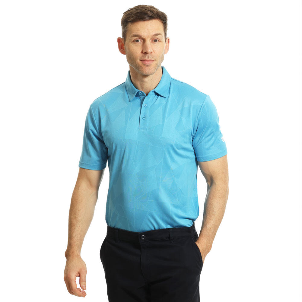 Island Green Mens Jacquard Knit UV Protection Golf Polo Shirt 1/4