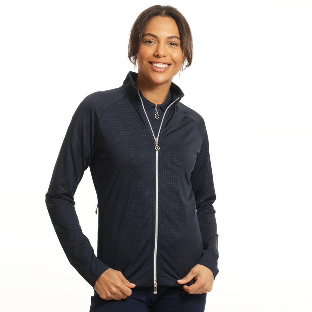 ISLAND GREEN Island Green Ladies Full Zip Embossed Stretch Golf Top Layer