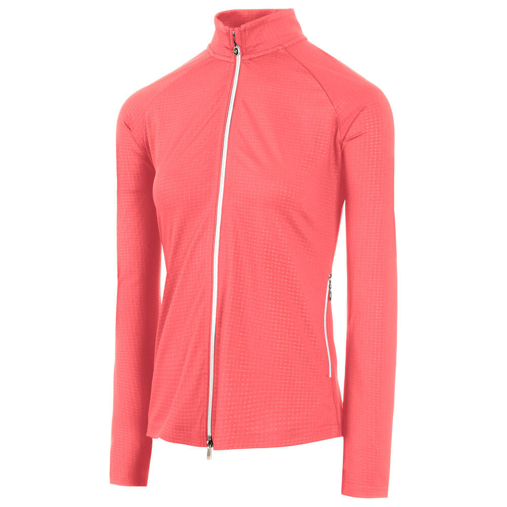 ISLAND GREEN Island Green Ladies Full Zip Embossed Stretch Golf Top Layer