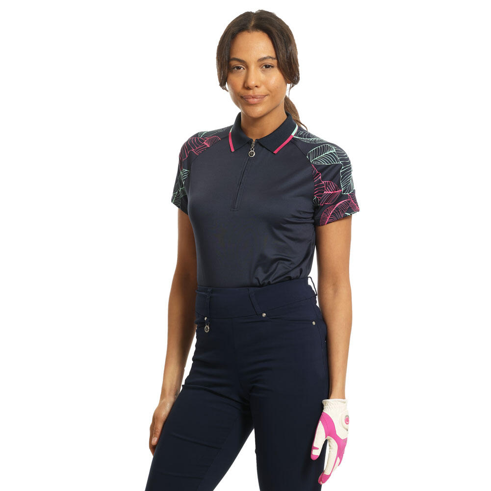 ISLAND GREEN Island Green Ladies Lead Print Raglan Golf Polo Shirt