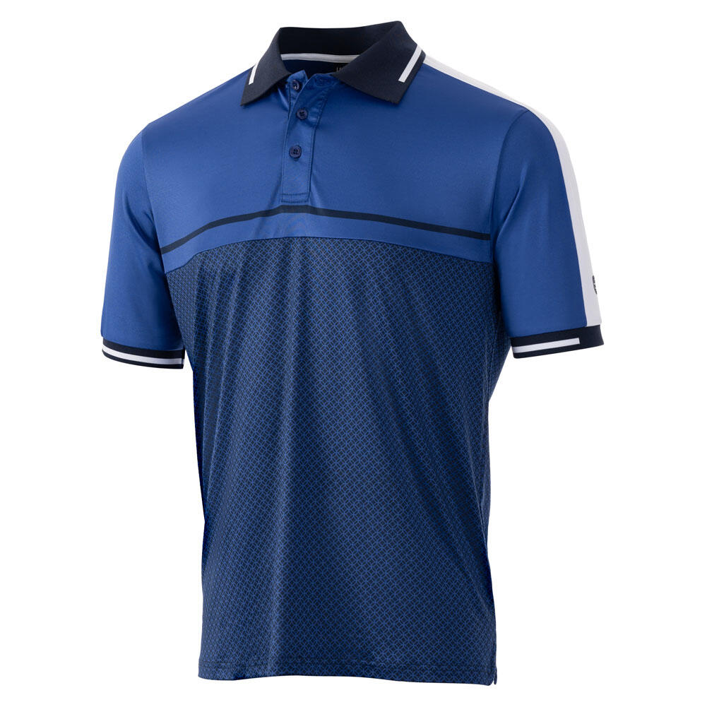 Island Green Mens Geometric Print UV Protection Golf Polo Shirt 1/3