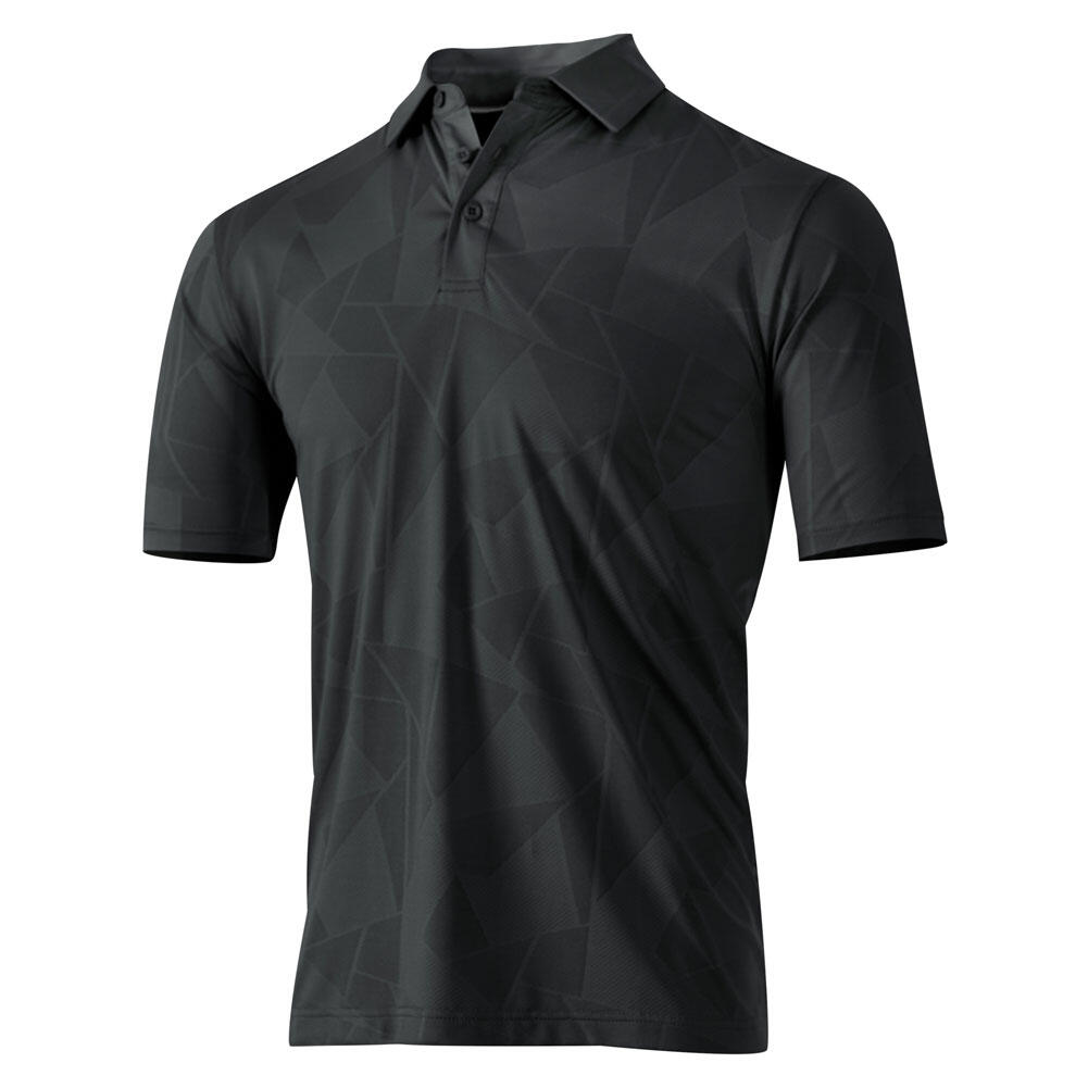 Island Green Mens Jacquard Knit UV Protection Golf Polo Shirt 1/3