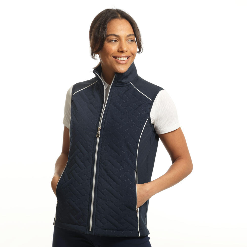 Island Green Ladies Quilted with Piping Thermal Golf Gilet 1/4