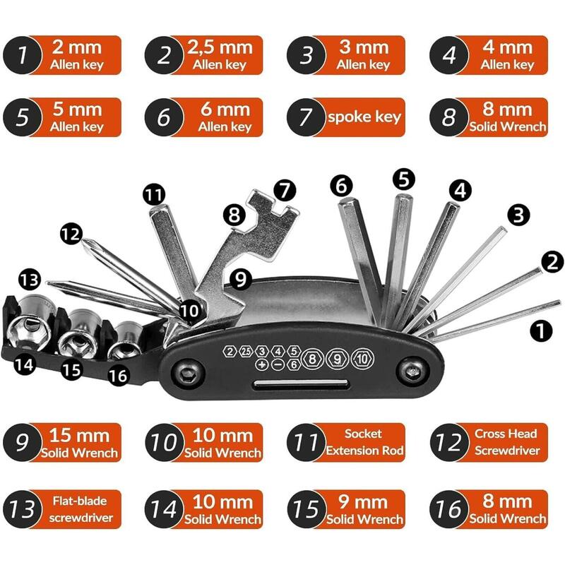 Narzędzie wielofunkcyjne 16w1 Rockbros do naprawy rowerów