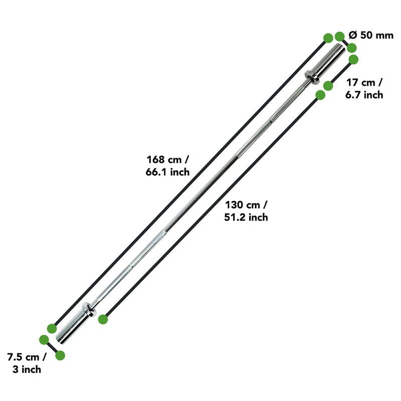 Barre d'haltère olympique - 168 cm - diamètre 50 mm