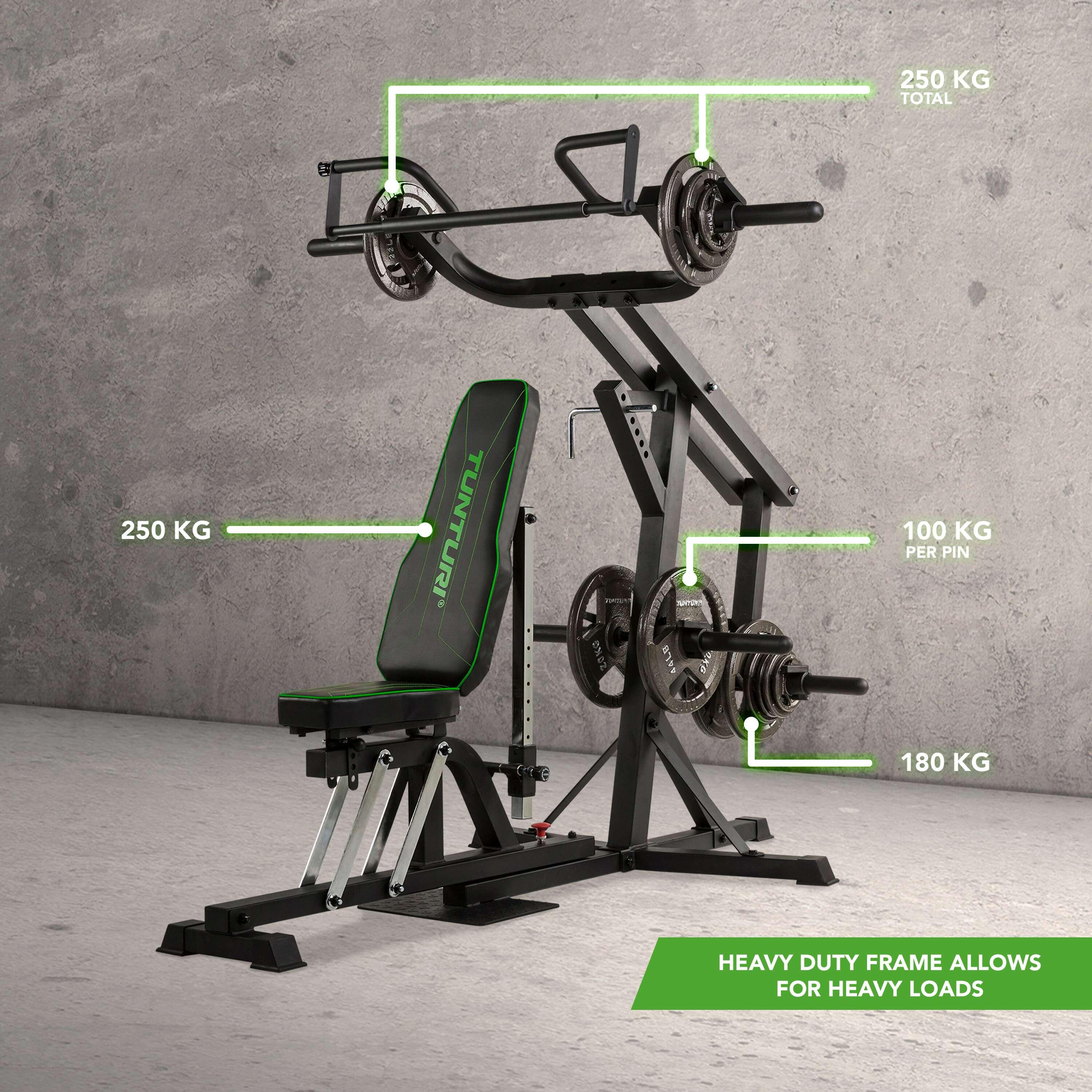 TUNTURI Krachtstation Home gym Compact Bench press Squat Thuis WT80 Decathlon