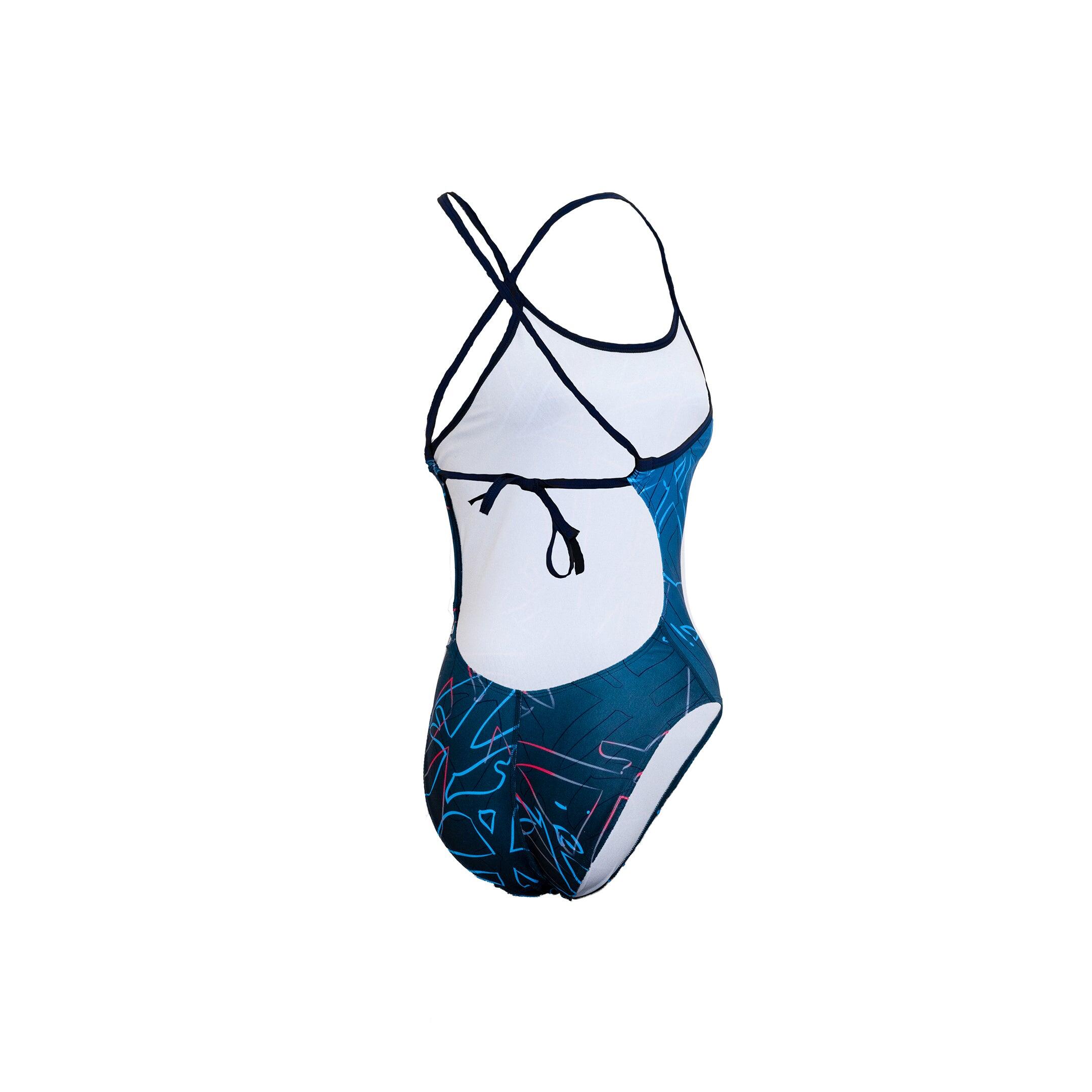 Costume da bagno da donna, Durability Single X - Blu Rosa 2/3
