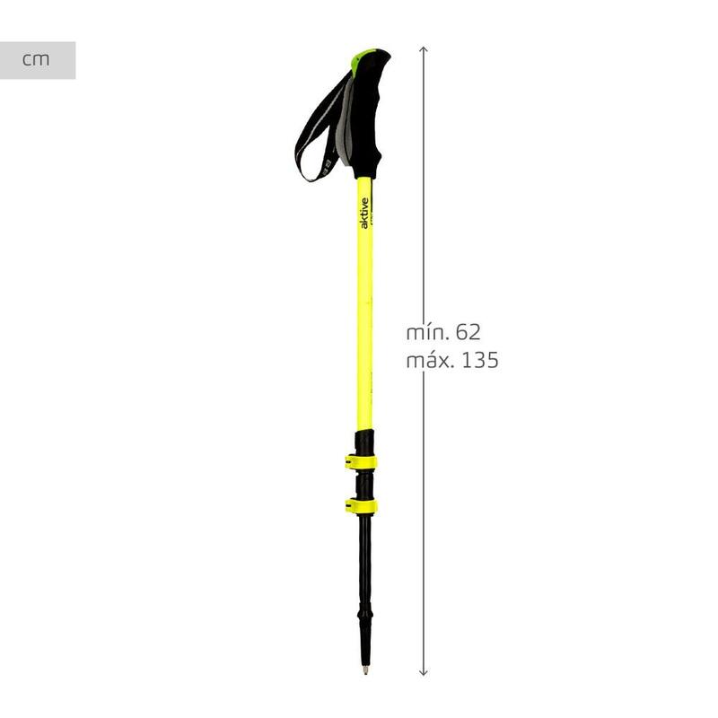 Aktive Bastón extensible trekking 62-135 cm 3 sec c/empuñadura eva