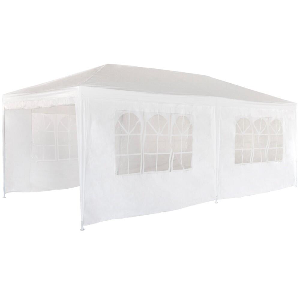 Gazebo de jardim removível com 2 lados e janela 270x270x260 cm branco aktive