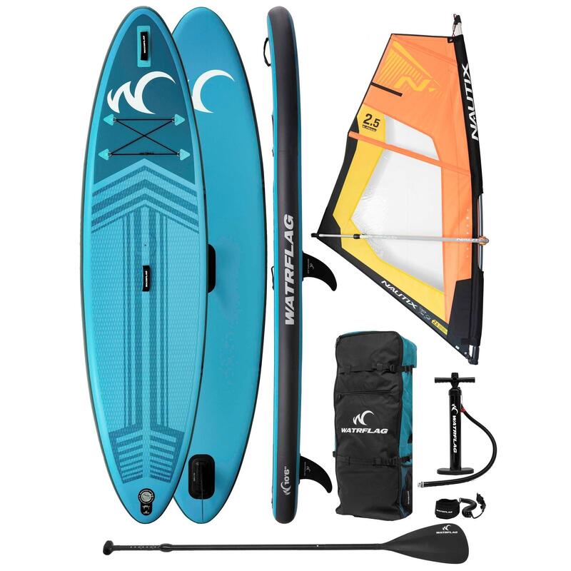 Aufblasbares WINDSURF-SUP Board Jibe 10'6", inklusive 2,5 m2 Segelset