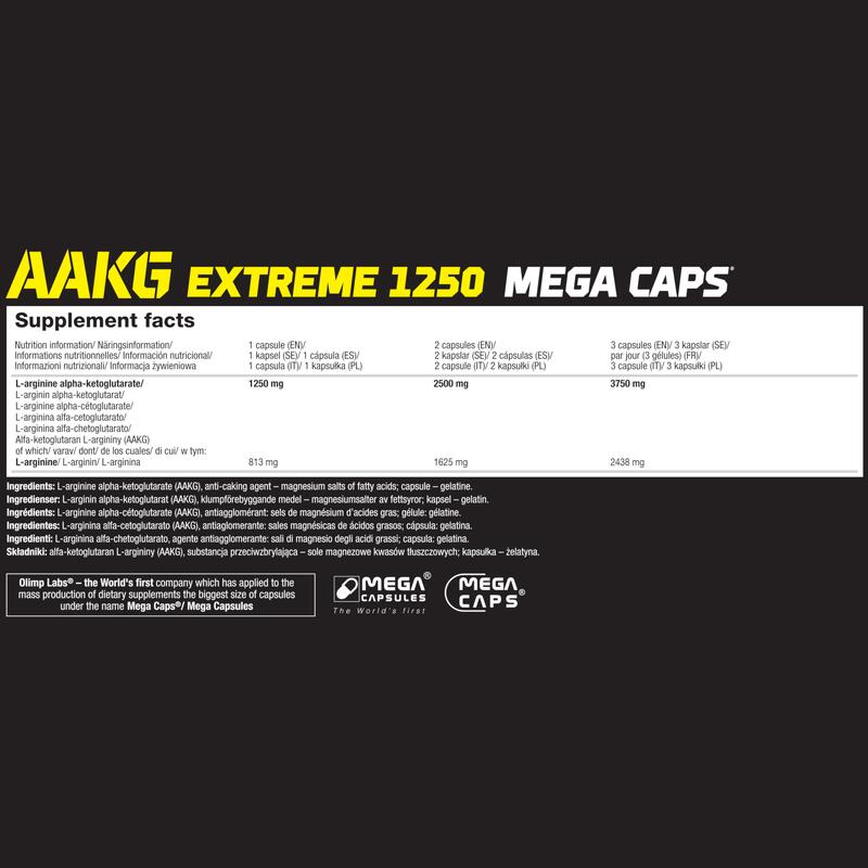 L-Arginina Olimp AAKG 1250 Extreme Mega Caps® - 120 Kapsułek