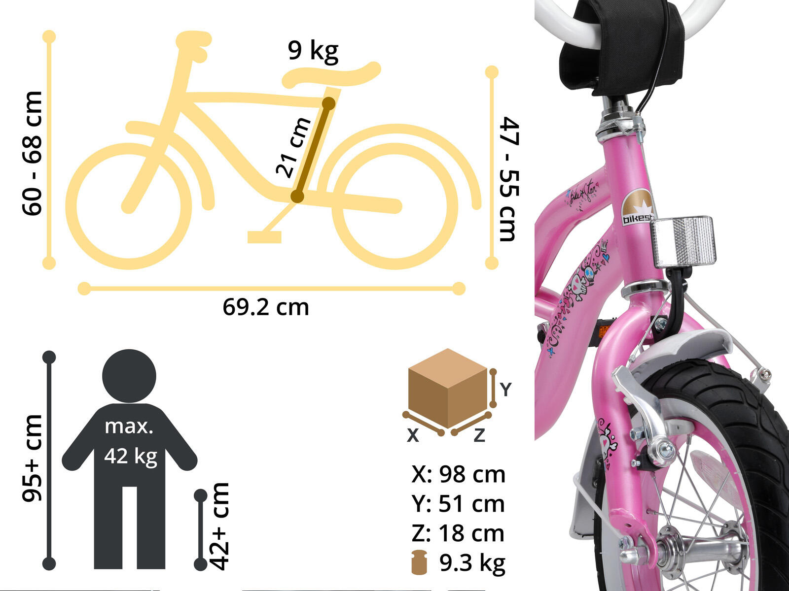 Bikestar kinderfiets Cruiser 12 inch roze 5/5