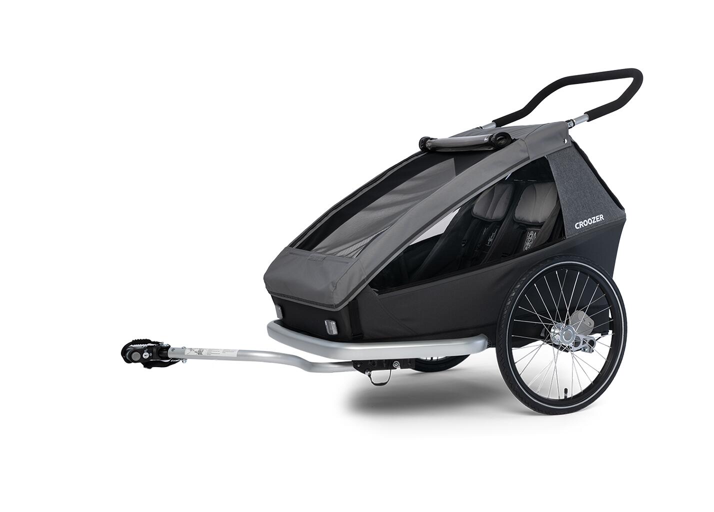 CROOZER Gefederter Kinderfahrradanhänger Kid Keeke Zweisitzer inkl. Buggyset