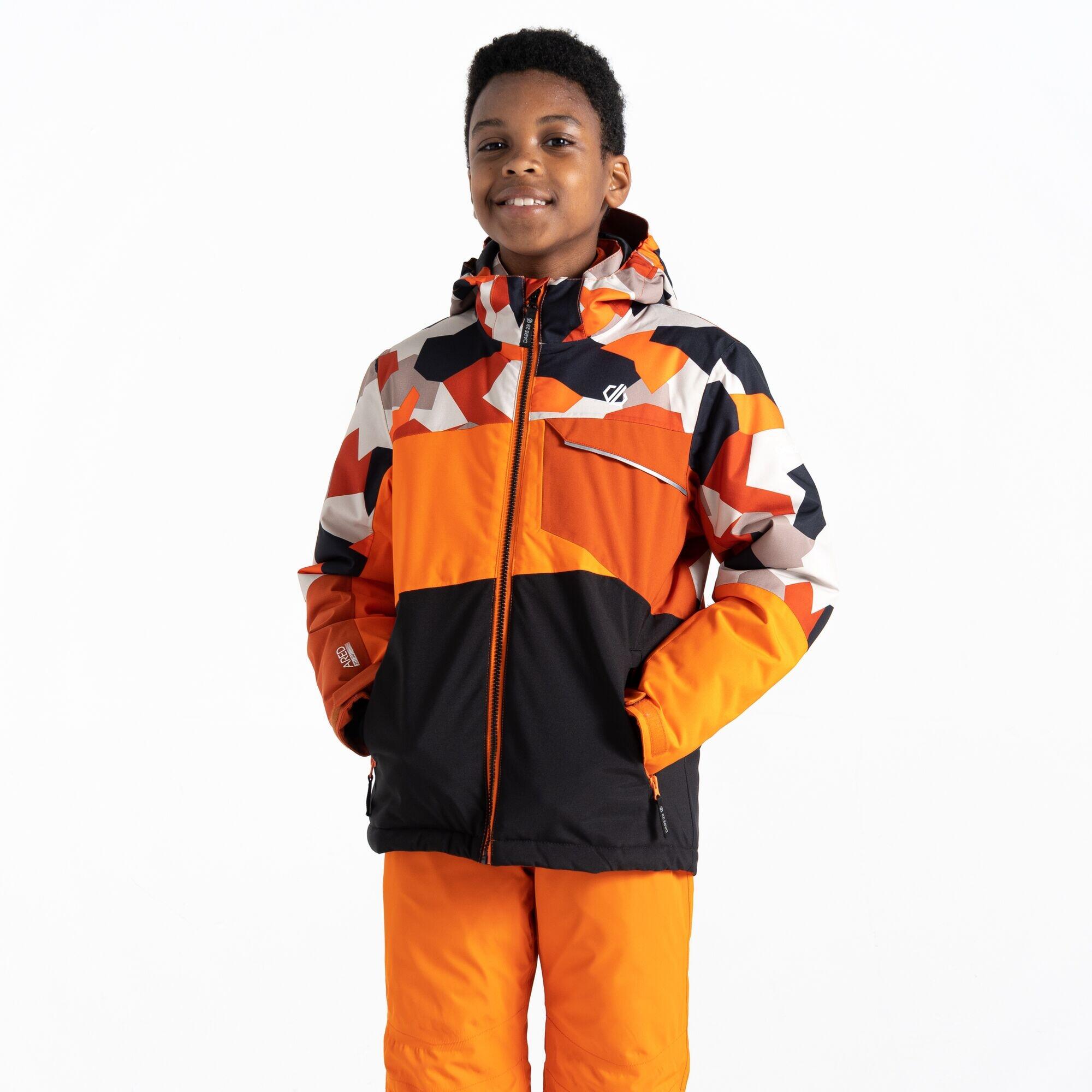 Childrens/Kids Traverse Geo Camo Ski Jacket (Puffins Orange/Black) 3/5