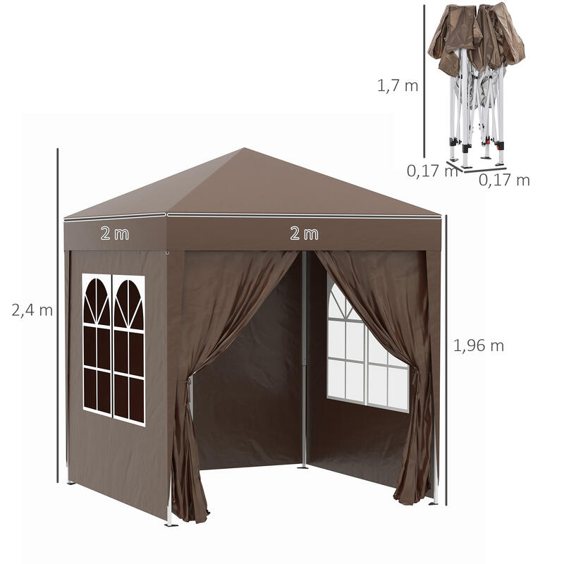 Carpa para eventos deportivos Outsunny 200x200x240 cm Marrón