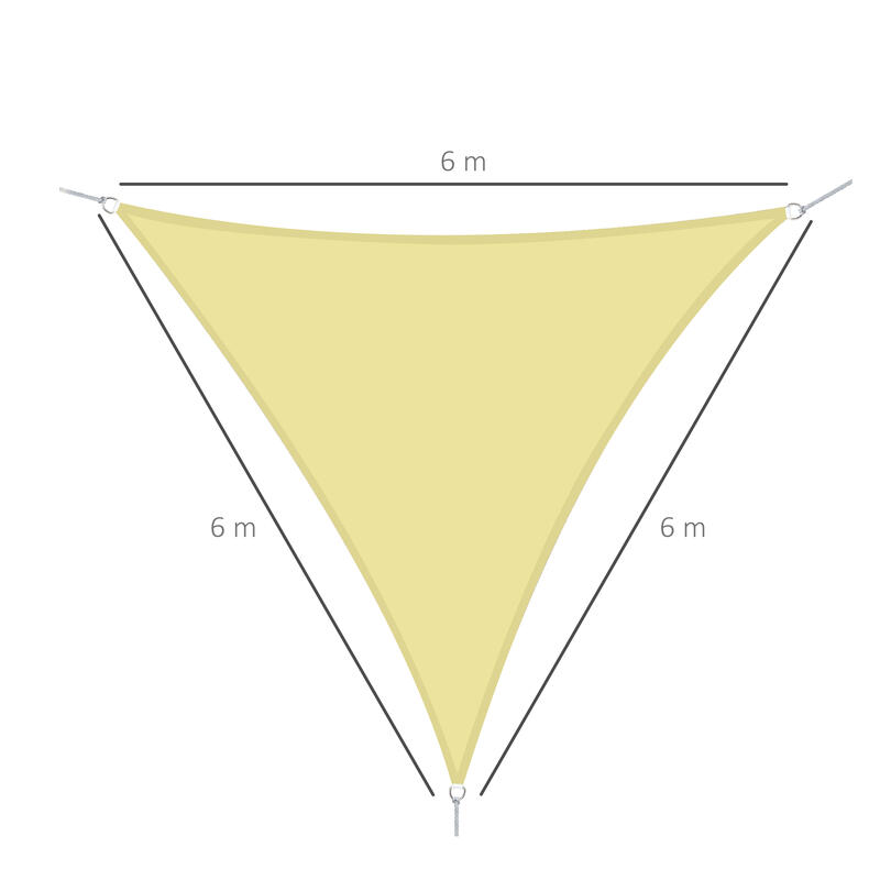 Toldo Vela Triangular 6x6x6 m Cor de areia Outsunny