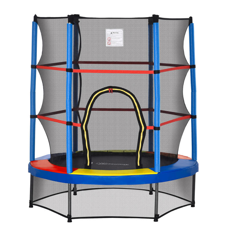 Trampolín para Niños HOMCOM 140x140x160 cm Negro, Azul