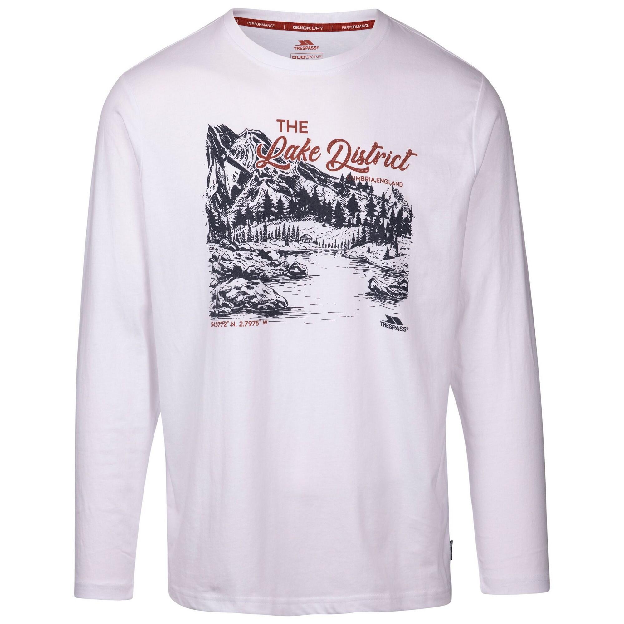 TRESPASS Mens Chira Printed LongSleeved TShirt (White)