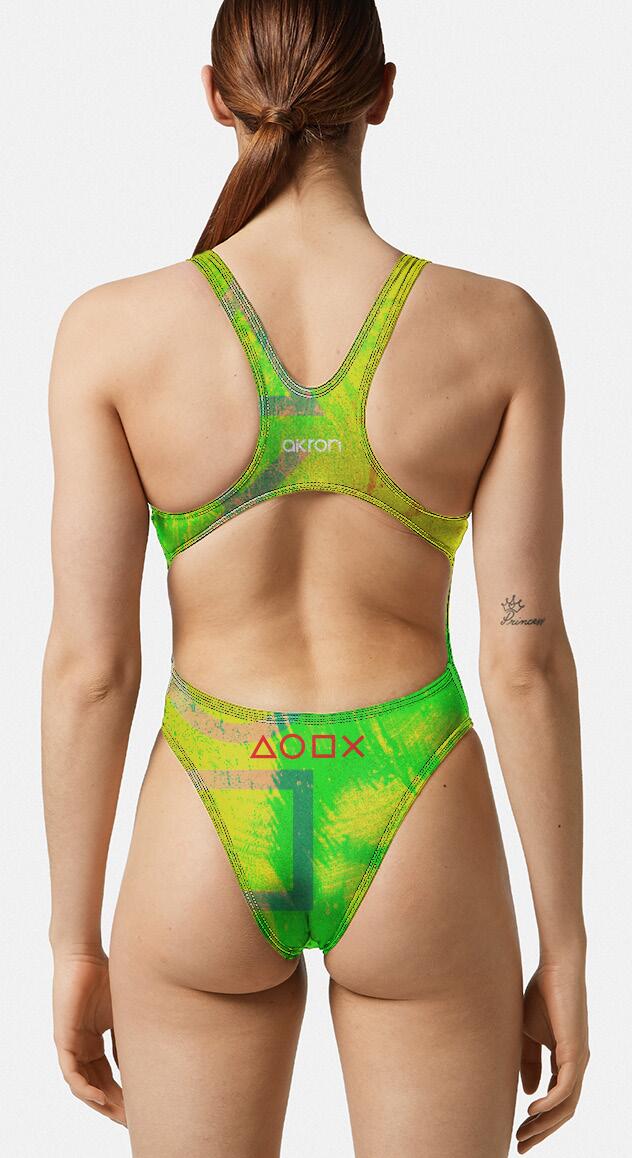 Maillot de bain 1 pièce Akron Funny femme jaune/vert 2/3
