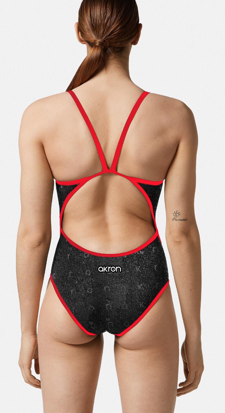 Costume intero donna Akron Bigo sport, rosso/nero 2/3