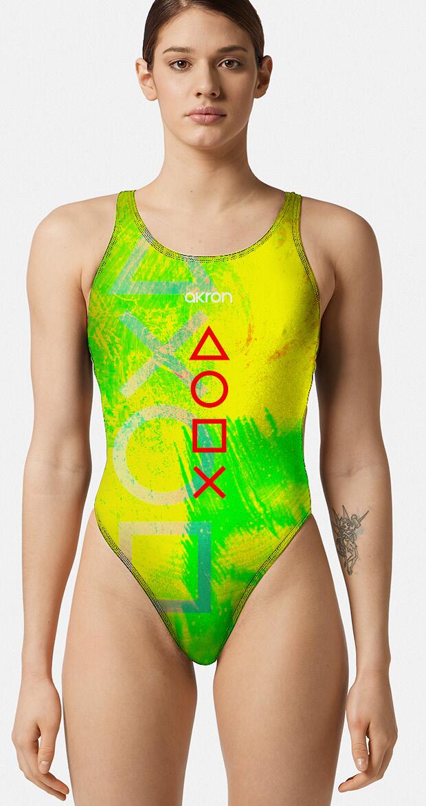 AKRON Costume intero donna Akron Funny giallo/verde resistente al cloro