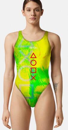 Maillot de bain 1 pièce Akron Funny femme jaune/vert