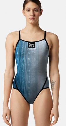 Maillot de bain 1 pièce Akron Rizon sportif bleu/gris