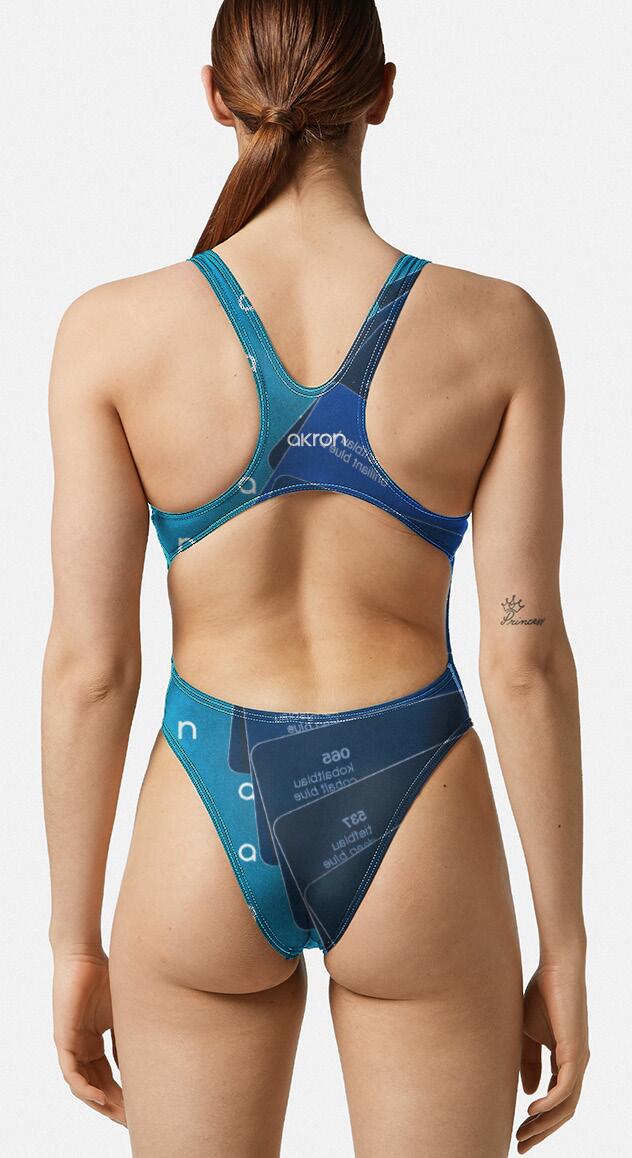 Maillot de bain 1 pièce Andy Akron femme bleu, coupe sportive 2/3