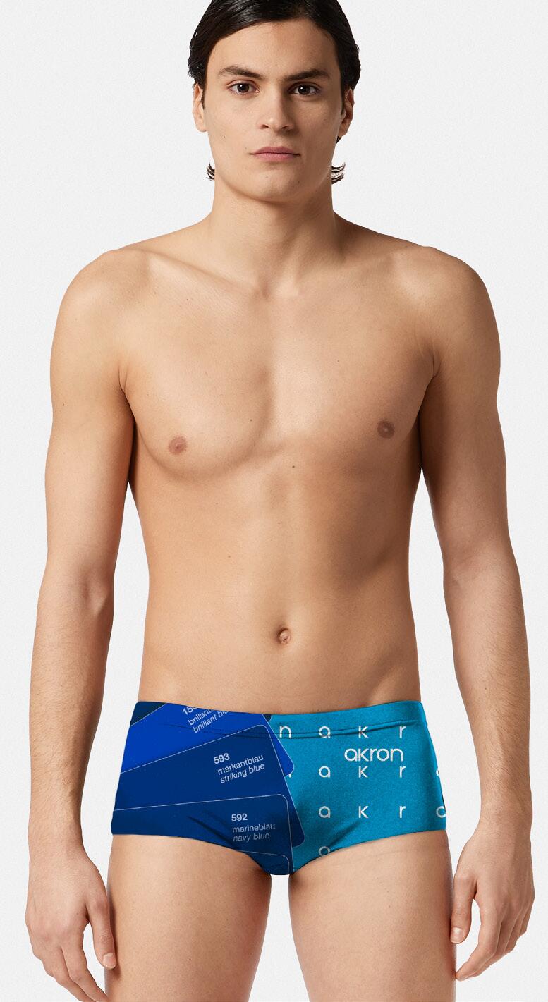 AKRON Costume da bagno Trunk Andy 12 cm blu foderato