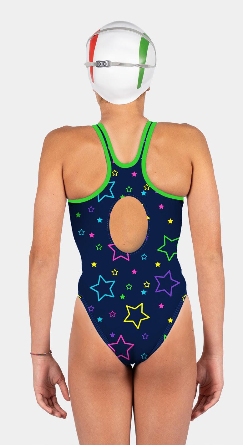 Maillot de bain 1 pièce Akron Stacy fille bleu résistant chlore 2/2