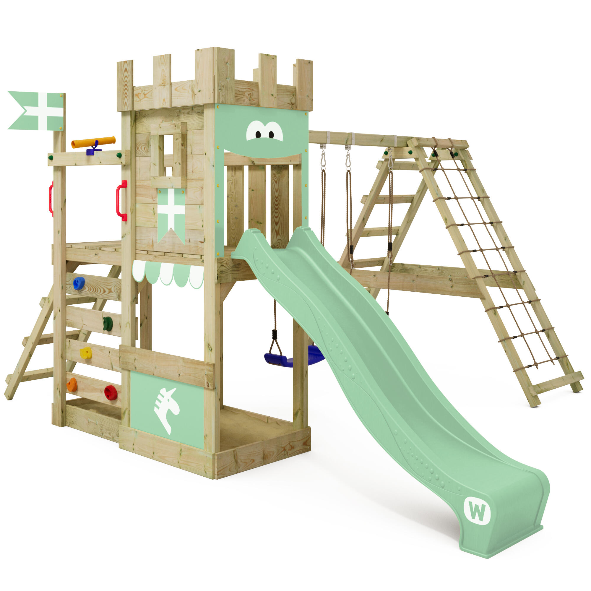 Wickey - Aire De Jeux Dragonflyer Avec Balançoire Et Toboggan Vert Pastel - Aire De Jeu - Bleu - No Size - Decathlon