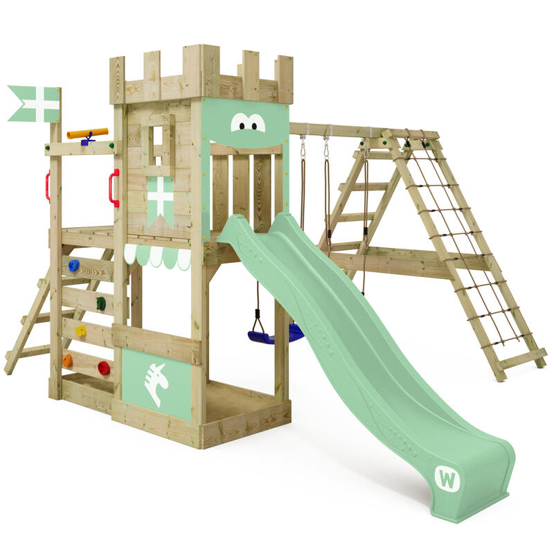 Aire de jeux DragonFlyer avec balançoire et toboggan vert pastel