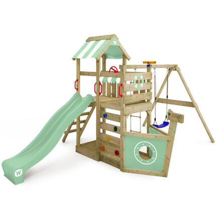 Aire de jeux SeaFlyer avec balançoire et toboggan rose pastel