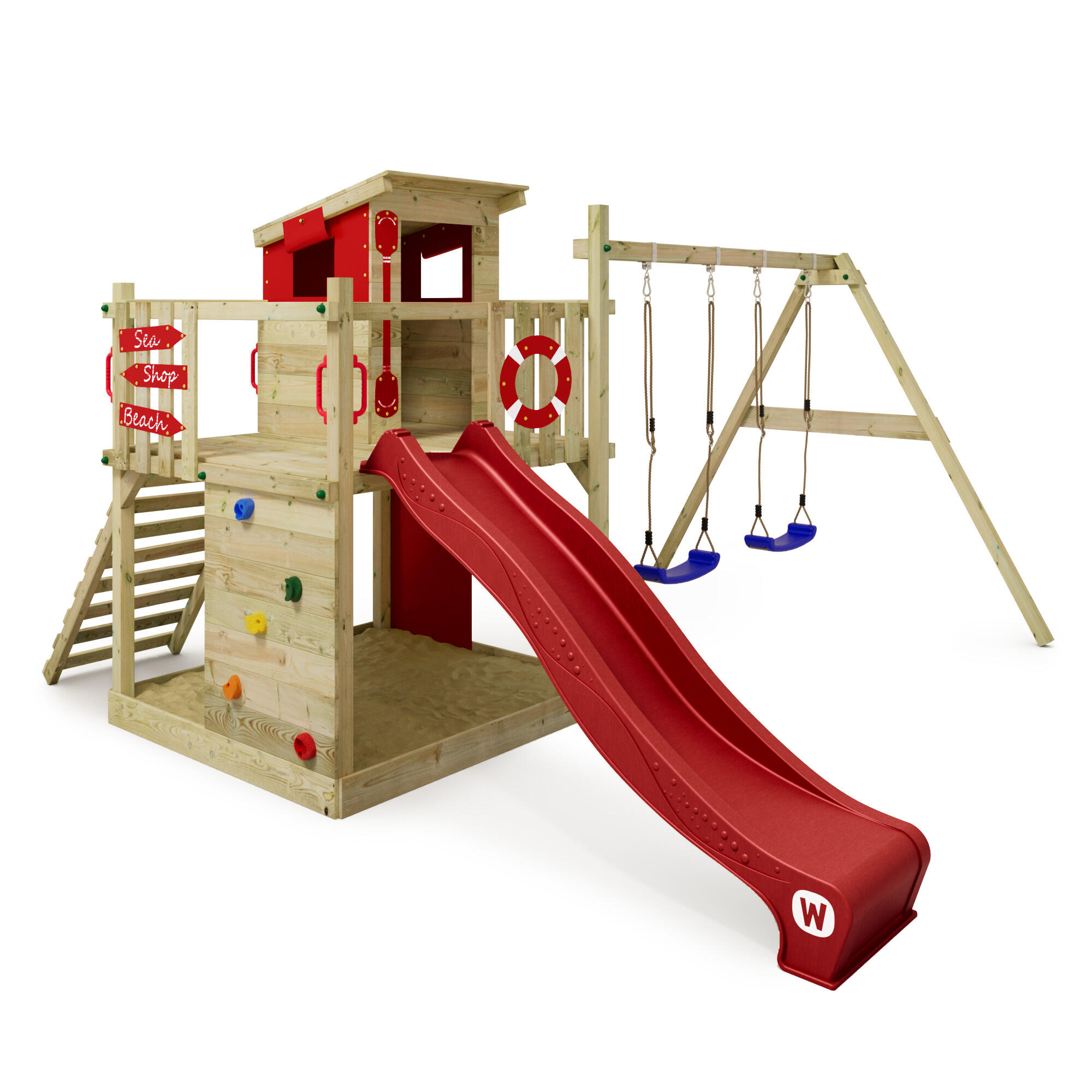 Wickey - Aire De Jeux Smart Camp Avec Balançoire Et Toboggan Rouge - Aire De Jeu - Rouge - No Size - Decathlon
