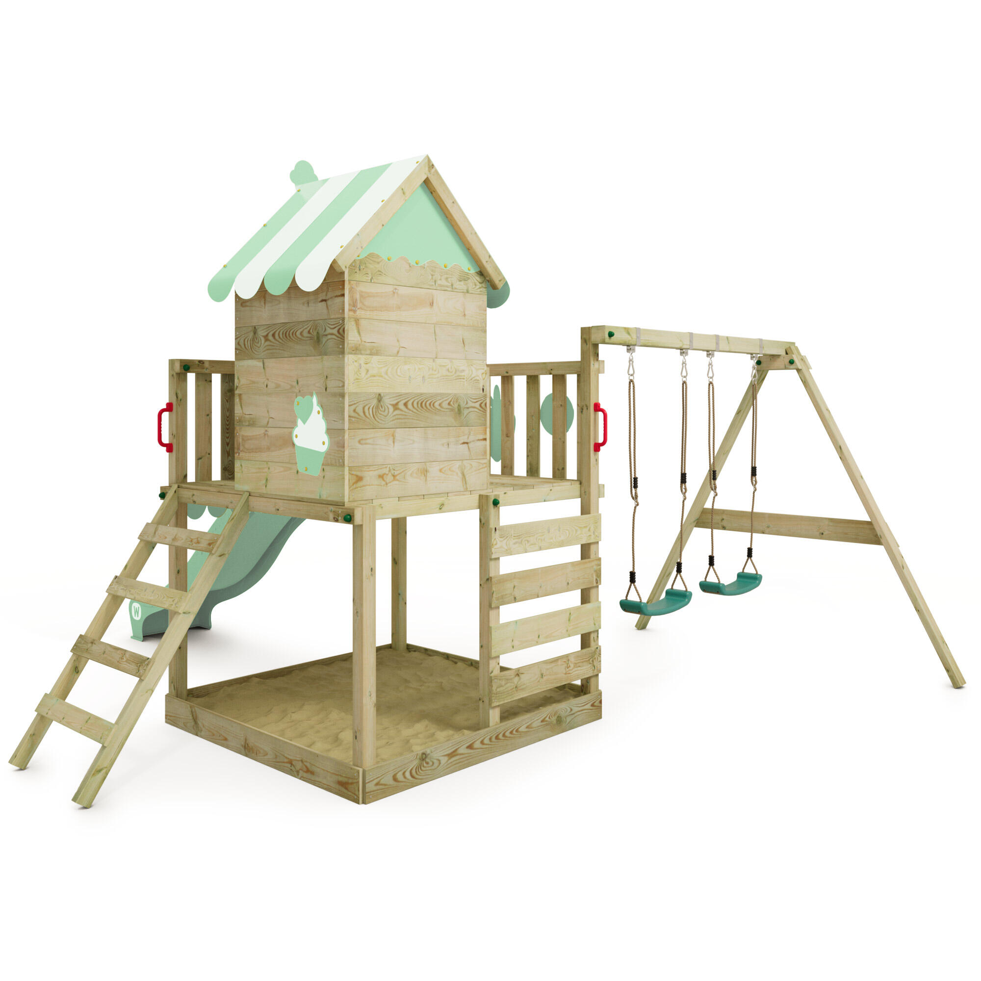 Smart Candy speeltoren met schommel & pastellgroene glijbaan 2/7