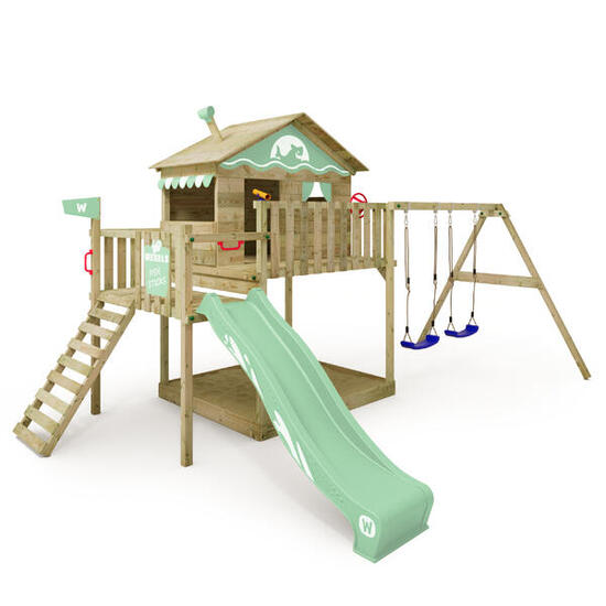 Aire de jeux Smart Coast avec balançoire et toboggan vert pastel