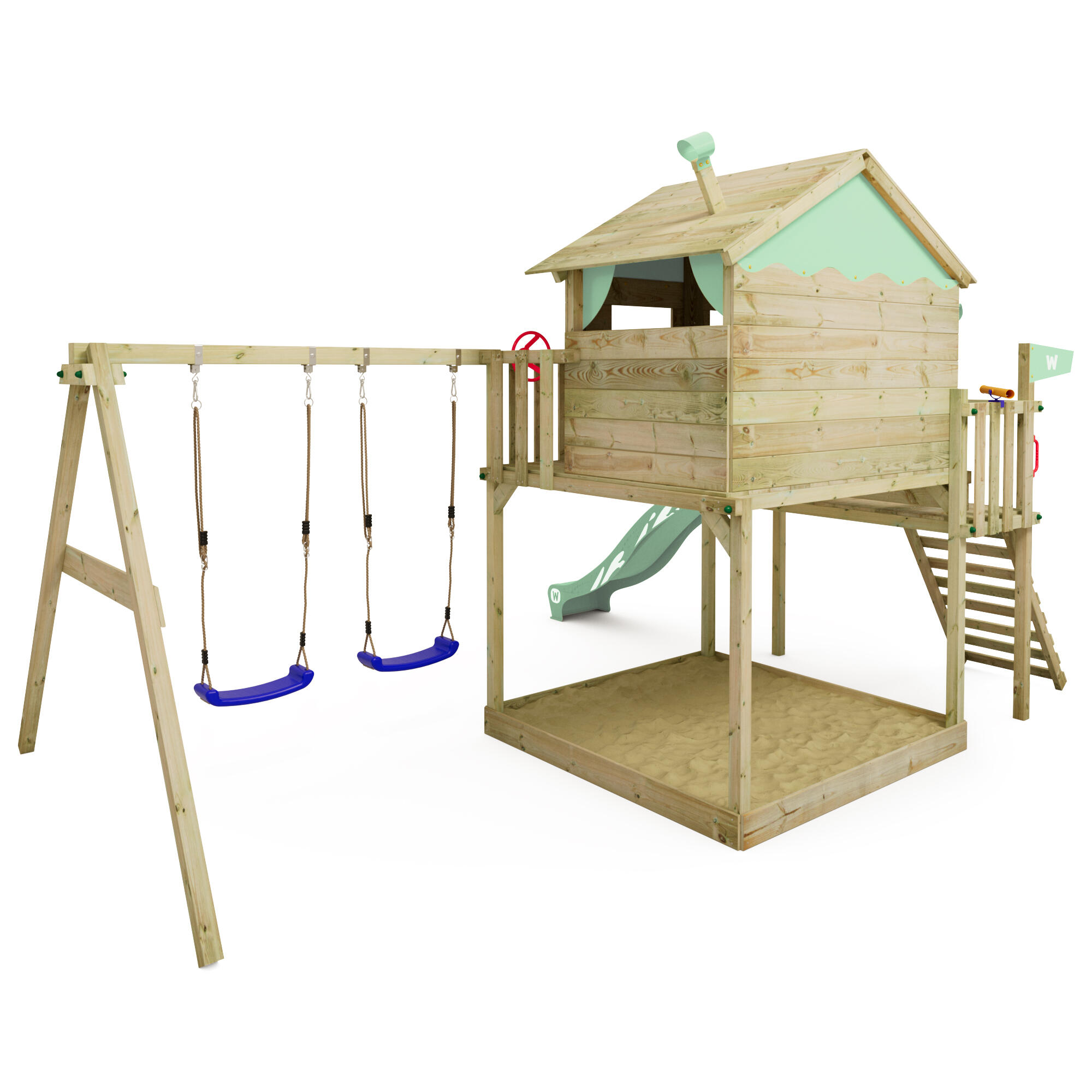 Aire de jeux Smart Coast avec balançoire et toboggan vert pastel 2/7