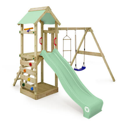 Aire de jeux Portique bois FreeFlyer avec balançoire vert