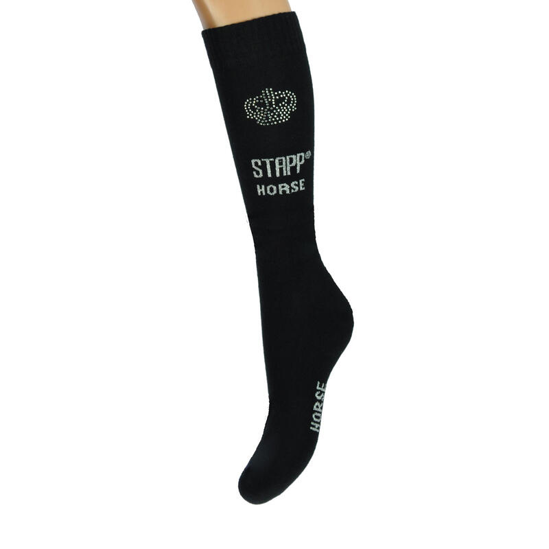 STAPP Horse Calcetines Equitación Corona Strass Negro / Plata