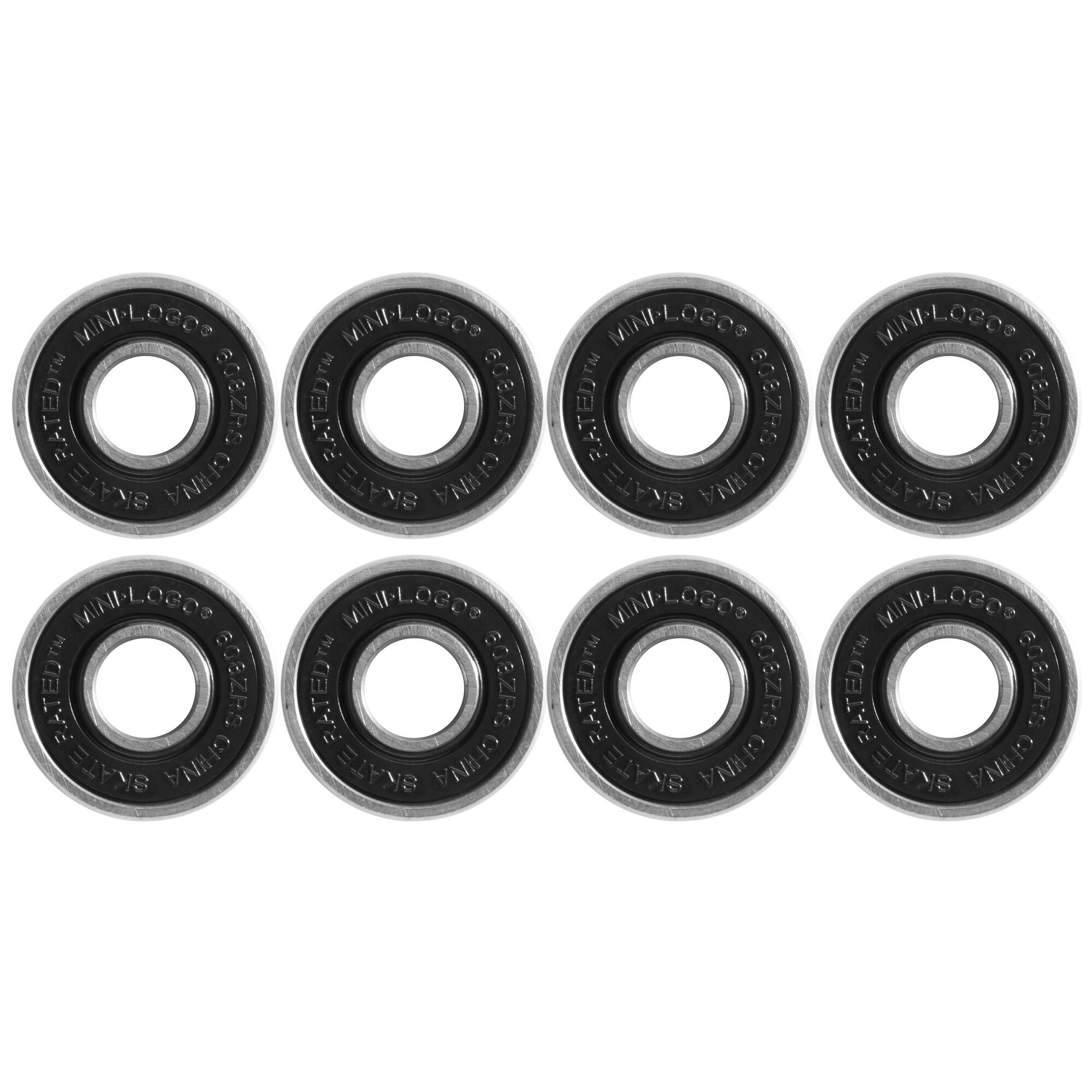 MINI LOGO PRECISION BEARINGS - FOR SKATEBOARDS & LONGBOARDS - 8mm - 8 PACK 2/4